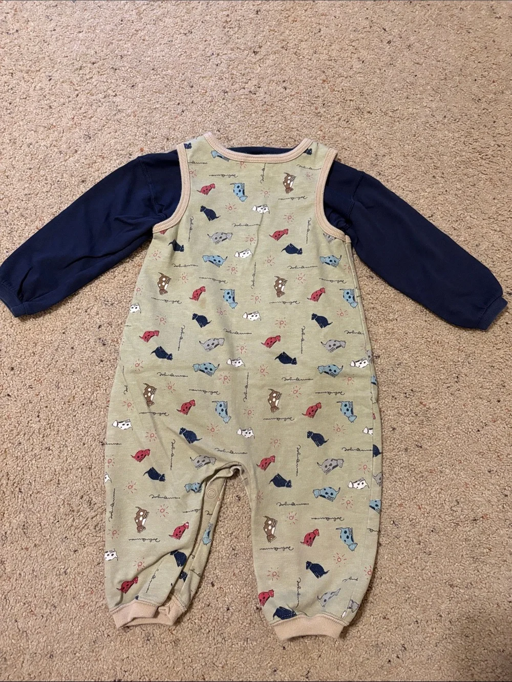 Carter's Tan and Navy Baby Soft Overalls